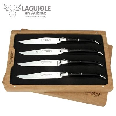 Laguiole en Aubrac - 4er Set - Steakmesser Frankreich - Büffelhorn - Tafelmesser - Bild 1 von 4