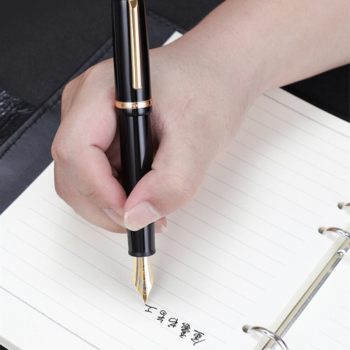 JinHao X159 Acrylic Black Fountain Pen Metal Gold Clip 0.5mm F Nib Ink Pen NEW - Picture 12 of 15