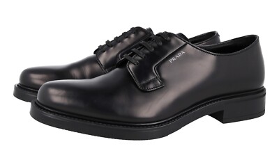 PRADA Leather Derby Dress Shoes - Thick Sole - Black - NEW -  US 7.5 EU 40,5