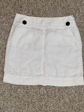 Banana Republic 100 Linen Pencil Skirt Ivory White Mini Lined Size 4 Pockets