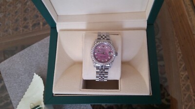 フレンチアンティーク ネックレスディスプレイ キーホック Rolex 36mm Datejust 116200 Pink Floral Diamond Dial 14K