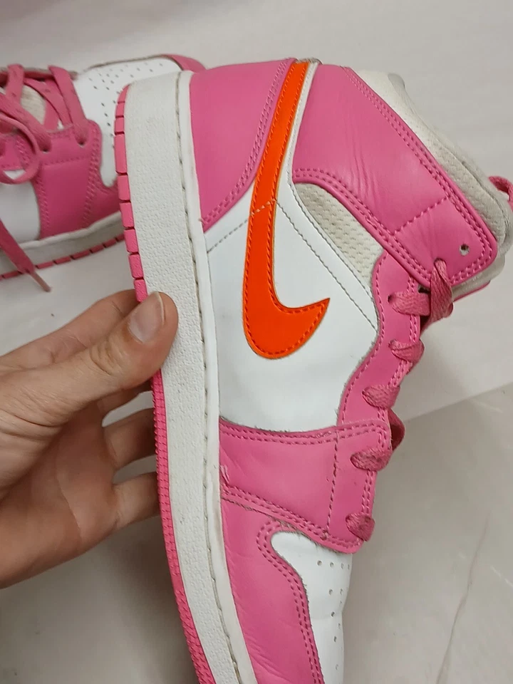 Nike Air Jordan 1 Mid GS Pinksicle Safety Orange White DX3240-681 Size 7y - Image 2 of 4