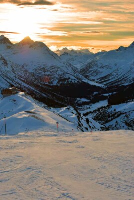 Sonnenuntergang Lech Zurs am Arlberg Ski Österreichische Alpen Österreich Berg Fotodruck