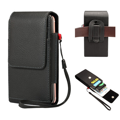 Universal inch Mens Vertical Leather Belt Case Holster Phone