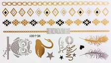 Tattoo Gold Silver Black Temporary Glue Flash 11teile Armlet Bracelet Wow 3031