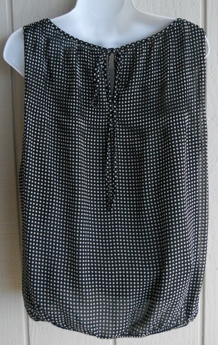 Womens M Max Edition Black Polka Dot Sleeveless Pleated Pullover Top Bust 38" - Picture 2 of 9