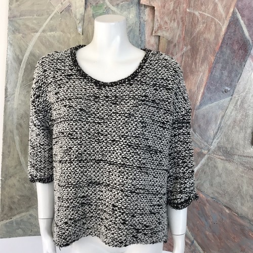 H\u0026M Bianco Nero 3/4 da Donna Manica Girocollo ( Bx T) Grosso Maglione  Maglia S | eBay