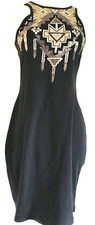 Express Bodycon Tank Dress Black Gold Sequins Party Short M Club Party Mini Sexy