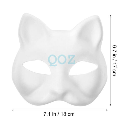 5 Pcs White Face Paper Masks Cat for DIY Painting Blank Masks Cat Half Pa - Picture 6 of 9