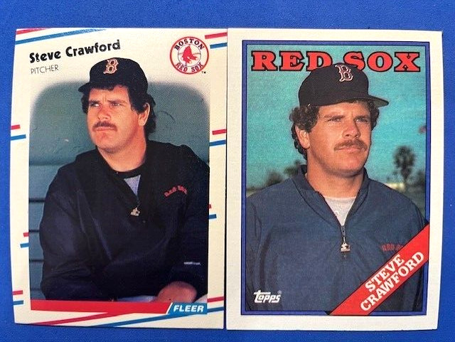 Steve Crawford 1988 Fleer & 1988 Topps Baseball - Red Sox