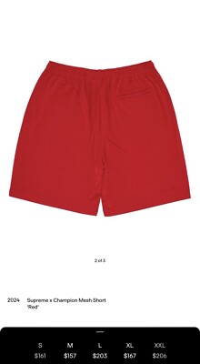 Supreme x Champion Ss24 Mesh Shorts Mens Size Medium Red Brand New