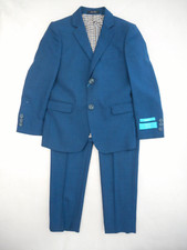 Boys T.O. Bright Blue Jacket  Pants 2PC. Suit Size 7 Slim