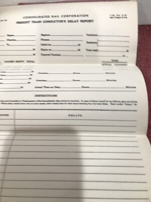 VTG conrail freight train conductor's delay report sheet lot 4