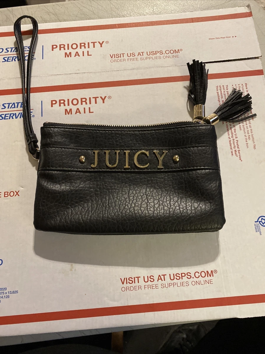 Juicy Couture Wristlet Clutch Purse bag Black Iridescent Metallic