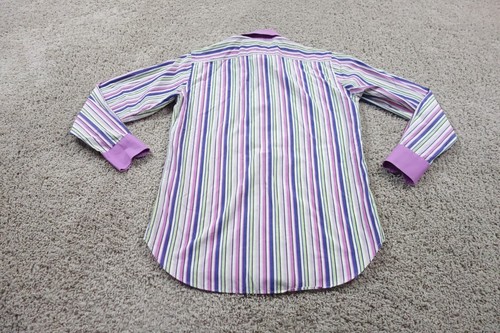 Etro Shirt Mens 39 Purple Striped Dress Shirt Button Striped Long Sleeve Italy - Picture 5 of 8