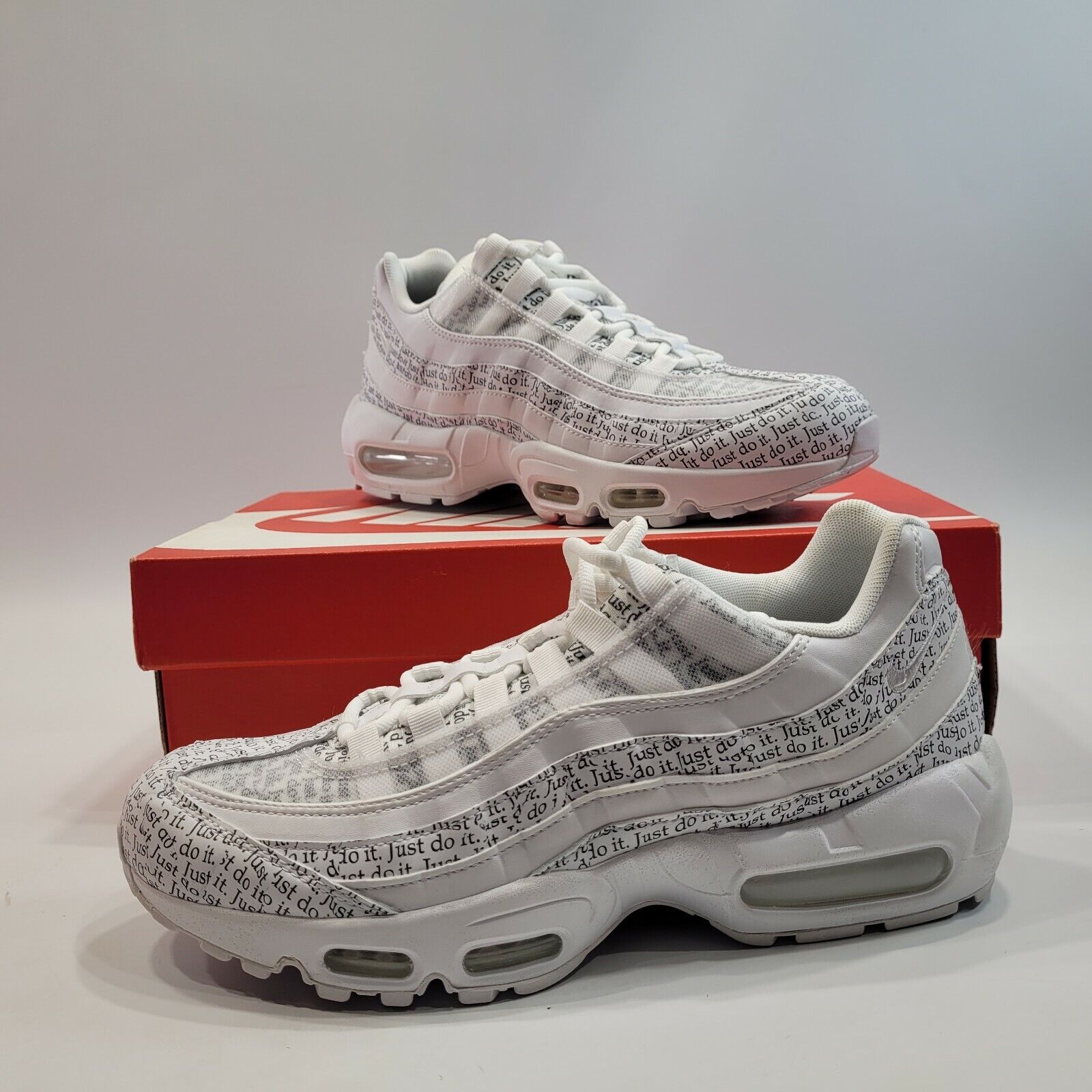 Dando Saludar Marina Nike Air Max 95 SE White/BLACK Just Do It JDI Black AV6246-100 | eBay