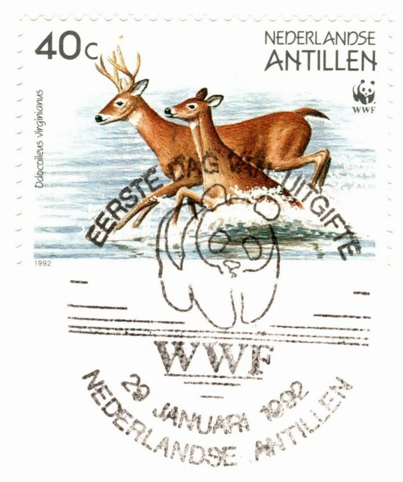ANTILLAS HOLANDESAS 1992 HERMOSA CUATRO CIERVOS WWF PRIMER DÍA CUBIERTA MUY BONITA Foto 3 de 4