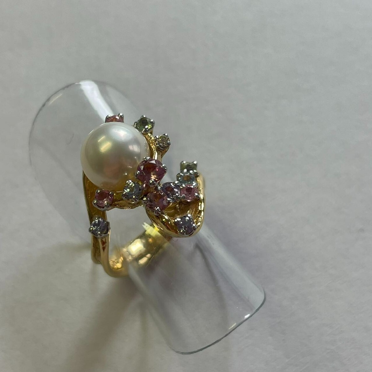 K18YG/PT900 岩倉康二 Pearl 8mm Daimond 0.01ct 7.3g - X2733 K18YG/PT900 岩倉康二 Pearl 8mm Daimond 0.01ct 7.3g - X2733