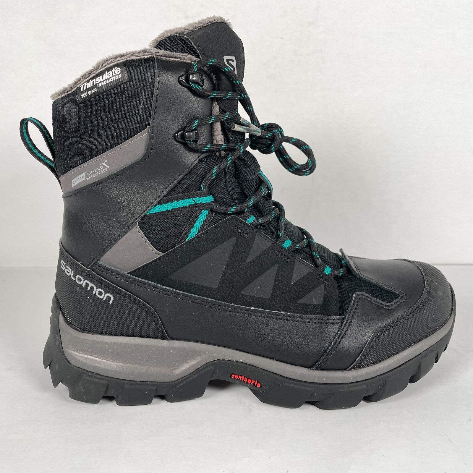 Stivali da neve Salomon Chalten donna taglia 8 neri Thinsulate scarpe climashield