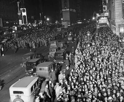 Crowd Awaiting Election Results - Election night BroadwayA view im - Old Photo