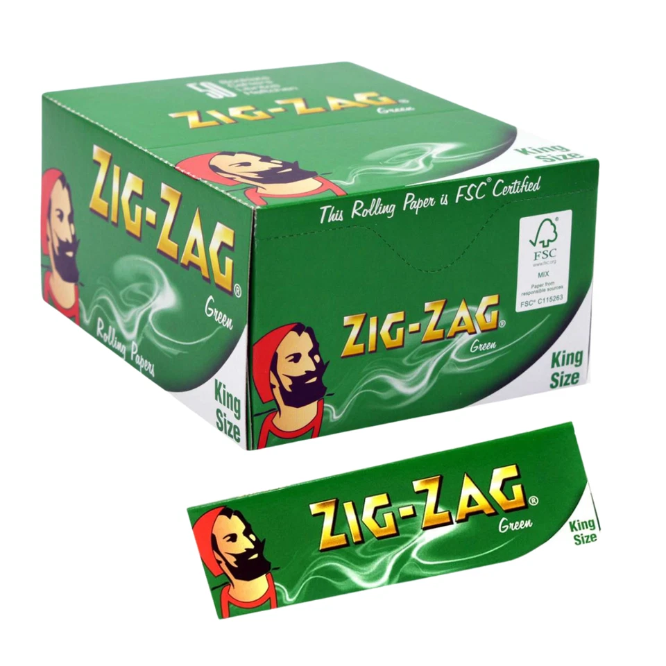 ZIG-ZAG Zig Zag Green King Size Rolling Papers - Full Box of 50 Booklets