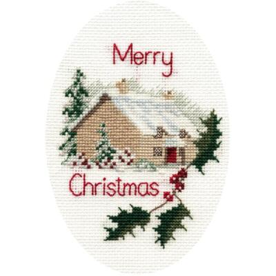 Bothy Threads Grußkarte Kreuzstich-Set ''Weihnachtshaus'', 9x13.3cm, DWCDX26, Zähl