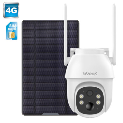ieGeek 4G LTE Wireless Security Camera 2K Dome Outdoor Solar Panel with SIM Card