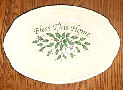 Lenox Holiday Dimension Bless This Home Serving Tray 11 1/4'' X 7 1/2''