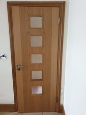 Door modern designer laminated new oak wood internal Todd door glass panel