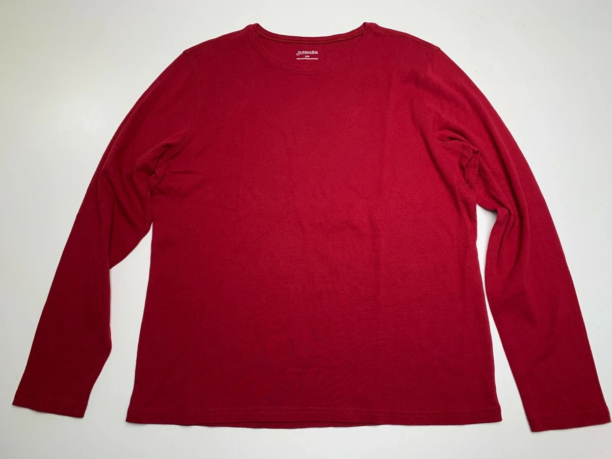 NWOT St John s Bay Womens XL Long Sleeve Shirt Top Red Solid Basic