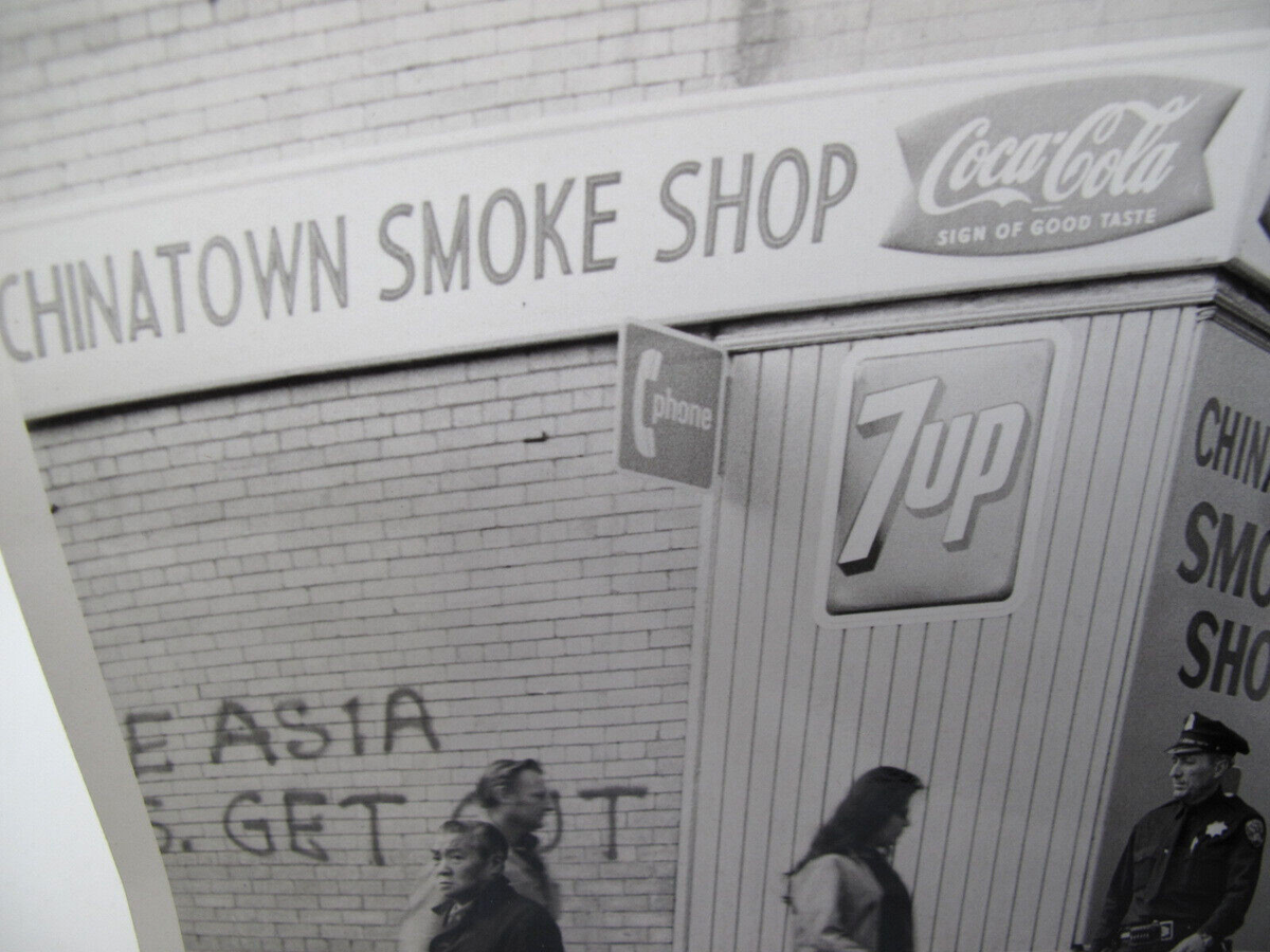 1960's San Francisco Police Officers Street Patrol Chinatown Smoke Shop  Photo