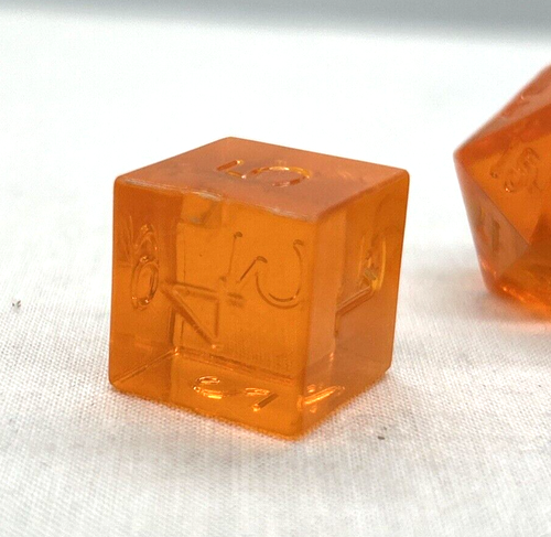 Vintage Dungeons And Dragons Dice Translucent Orange -Fluorescent- Free Shipping - Picture 3 of 5
