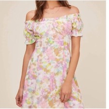 Astr The Label Tie Dye Pastel Off Shoulder Mini Dress Size M
