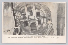 Digging Tunnel Under Hudson River Hudson and Manhattan Railroad Company Postcard