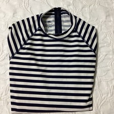 J. Crew Womens Medium Navy Blue White Stripe Long Sleeve UPF 50 Rash Guard