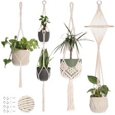 Macrame Plant Hangers 4Pack with Hooks Indoor Outdoor Decorative Planters