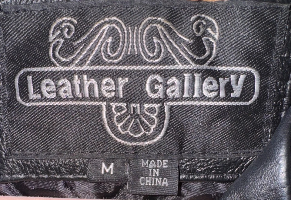 Leather Gallery Mujer Mediana Negro Cuero Moto Chaqueta Trenzado Acentos Cremalleras Foto 3 de 4