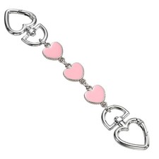 6.3" Purse Extender Chain Metal Pink Heart Decorative Chain Silver