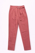 Pink high-waisted Dress Pants Tapered End with belt and pockets