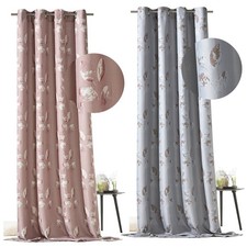 Ösenschal Vorhang Jacquard Blickdicht HxB 245x140 Dekoschal Blätter Natur Typ700