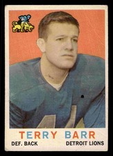 1959 Topps #14 Terry Barr - Detroit Lions (Low Grade)
