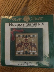 Mill Hill 2002 Beaded Holiday Series X Reindeer Sampler CHART ONLY (&LEFTOVERS)