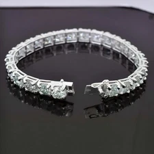 RARE 40 Ct Certified 8mm White Diamond Men Tennis Bracelet, 8 Inches,925 Silver