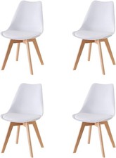Baroni Home Set di 4 Sedie da Pranzo o Ufficio con Gambe in Legno, Sedia 