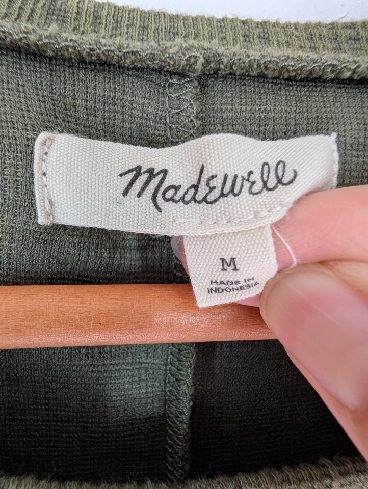 Madewell Womens Dress Crosshatch Puff-Sleeve Faux-Wrap Mini Size M Happy Hour - Image 4 of 4