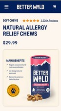 Better Wild Allergy Relief Soft Chews for Dogs, 30 Count