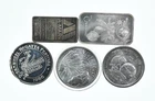 Lot 5 VINTAGE 1 Oz Silver Bars/Rounds Art Bars Collection Poured .999 *479