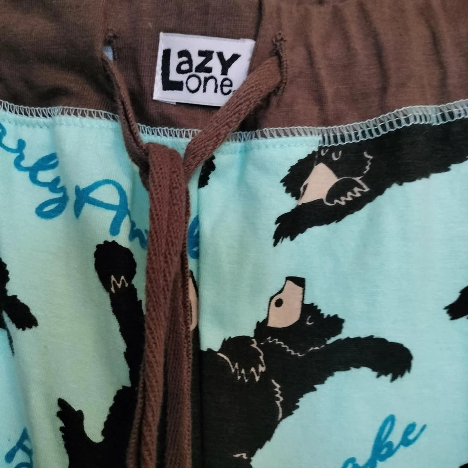 NWT Lazy One Blue Pajama Pants with Black Bear Print Flannel Women's Size XL - Image 4 of 4