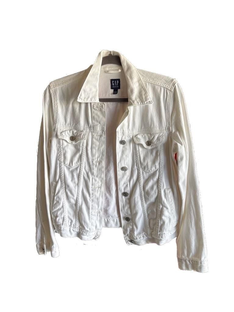 Gap White Jean Jacket Sz Small 100% Cotton