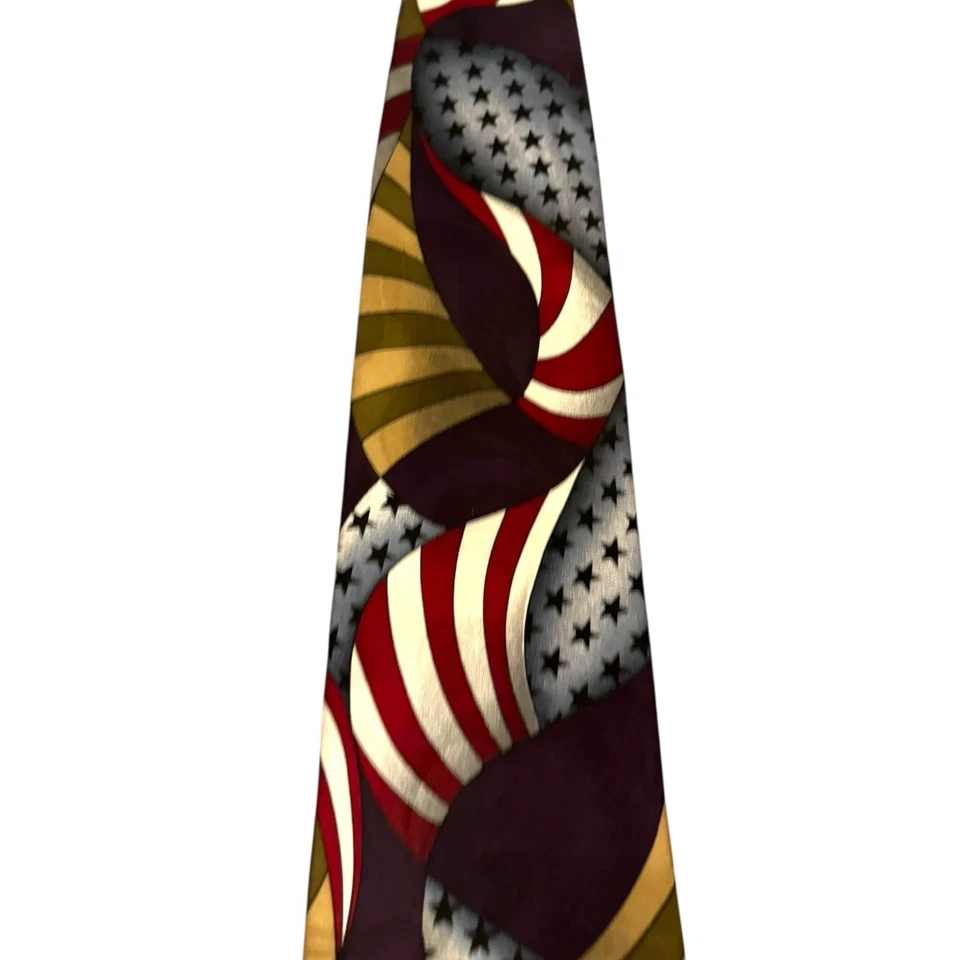 Corbata Bellini Vintage EE. UU. Estrellas Americana Rayas Día de la Independencia Foto 3 de 4